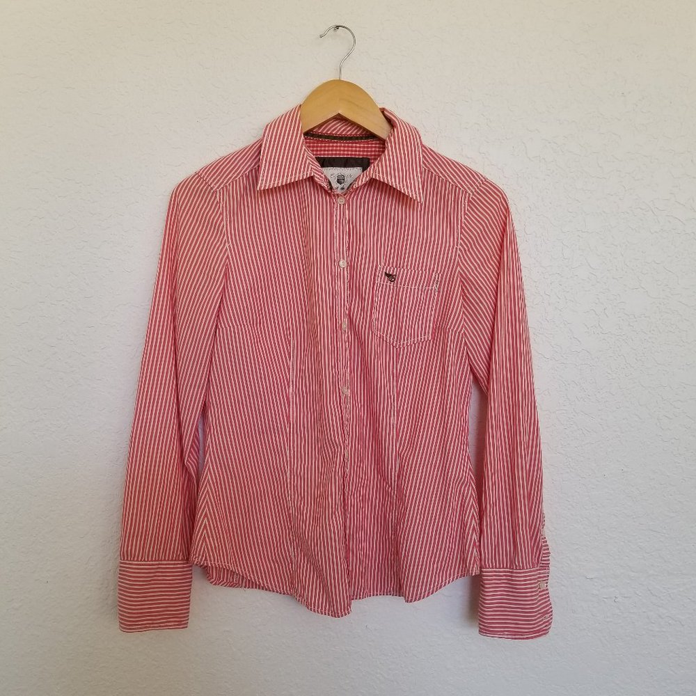 Espirit Red Striped Button Down Long Sleeve  Shirt